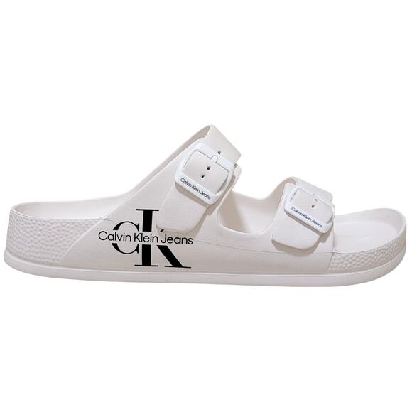 Calvin Klein Jeans Men Zion Wide Strap Footbed Slide Sandals Size US 8M White main image 5